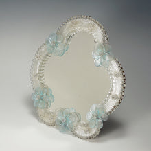 Load image into Gallery viewer, Italian Venetian Murano Art Glass Vanity Dressing Table Top Mirror Blue Flowers Italy Venice