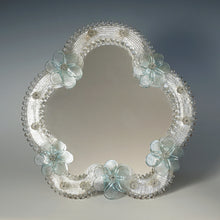 Load image into Gallery viewer, Italian Venetian Murano Art Glass Vanity Dressing Table Top Mirror Blue Flowers Italy Venice