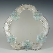 Load image into Gallery viewer, Italian Venetian Murano Art Glass Vanity Dressing Table Top Mirror Blue Flowers Italy Venice