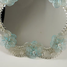 Load image into Gallery viewer, Italian Venetian Murano Art Glass Vanity Dressing Table Top Mirror Blue Flowers Italy Venice