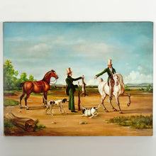 Load image into Gallery viewer, Vintage Oil Painting Portrait of a Hunting Scene With Horses & Hounds