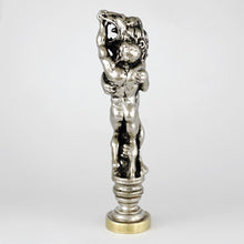 Load image into Gallery viewer, Antique French Silvered Gilt Bronze Wax Seal Hercules Lion Sculptural Desk Stamp