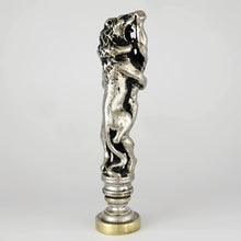 Load image into Gallery viewer, Antique French Silvered Gilt Bronze Wax Seal Hercules Lion Sculptural Desk Stamp