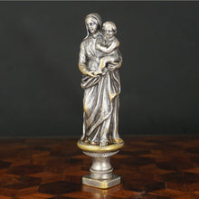 Load image into Gallery viewer, Antique French Silvered Bronze Wax Seal Desk Stamp Madonna & Child
