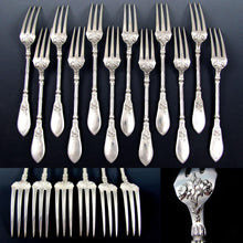 Load image into Gallery viewer, 24pc Ornate Antique French Sterling Silver HENIN & Cie Forks & Spoon Set, Flatware Service for 12