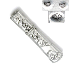 Load image into Gallery viewer, Antique French .800 Silver Sewing Needle Case Etui, Mistletoe Pattern
