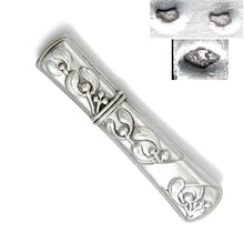 Load image into Gallery viewer, Antique French .800 Silver Sewing Needle Case Etui, Mistletoe Pattern