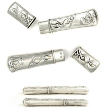 Load image into Gallery viewer, Antique French .800 Silver Sewing Needle Case Etui, Mistletoe Pattern