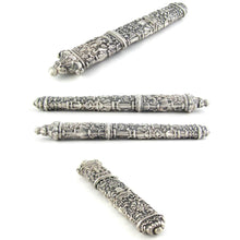 Load image into Gallery viewer, Ornate Antique French 800 Silver Repousse Chinoiserie Needle Case Sewing Etui