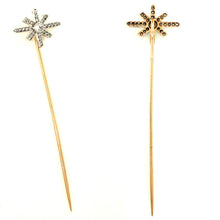 Load image into Gallery viewer, Antique French 18K Yellow Gold & Platinum Diamond Star Stickpin Brooch