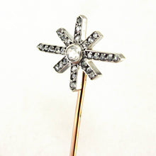 Load image into Gallery viewer, Antique French 18K Yellow Gold & Platinum Diamond Star Stickpin Brooch