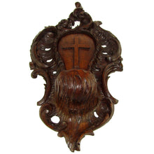 Load image into Gallery viewer, Antique Black Forest Hand Carved Wood Holy Water Font, Stoup
