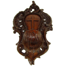 Load image into Gallery viewer, Antique Black Forest Hand Carved Wood Holy Water Font, Stoup