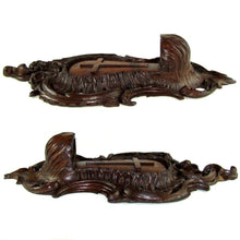 Load image into Gallery viewer, Antique Black Forest Hand Carved Wood Holy Water Font, Stoup