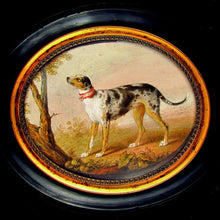 Load image into Gallery viewer, Rare Antique French Hand Painted Miniature Portrait Painting of a Hound Dog