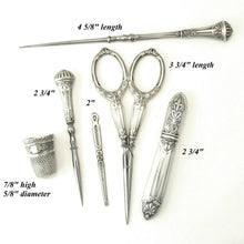 Load image into Gallery viewer, Antique French Silver Embroidery Sewing Tools, Kit, Set
