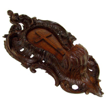 Load image into Gallery viewer, Antique Black Forest Hand Carved Wood Holy Water Font, Stoup
