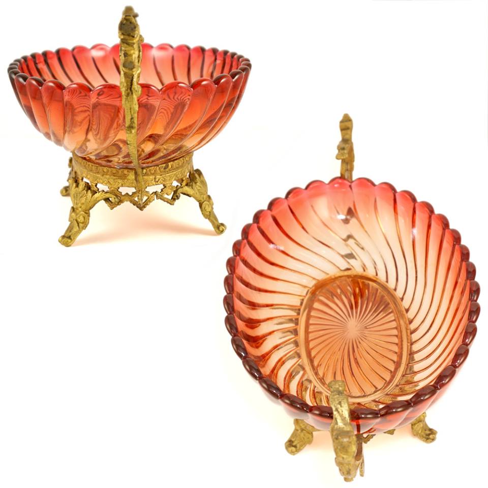 Antique French Baccarat Centerpiece Bowl Gilt Bronze Mounts – The