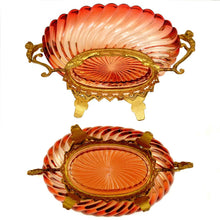 Load image into Gallery viewer, Baccarat crystal signed bowl, Rose Tiente, Swirled Bambbo pattern / Bambous, tors