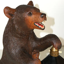 Load image into Gallery viewer, Signed Ruef Brothers Swiss Black Forest Hand Carved Bear Solid Wood Lantern Lamp
