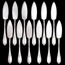 Load image into Gallery viewer, 24pc Antique French Sterling Silver PUIFORCAT Fork & Knife Fish Service Flatware Set