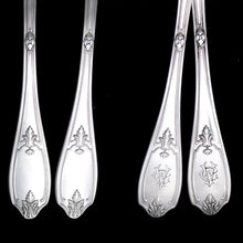 Load image into Gallery viewer, 24pc Antique French Sterling Silver PUIFORCAT Fork & Knife Fish Service Flatware Set