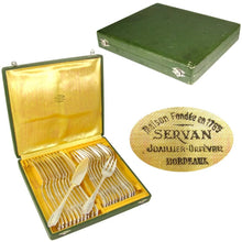 Load image into Gallery viewer, 24pc Antique French Sterling Silver PUIFORCAT Fork & Knife Fish Service Flatware Set