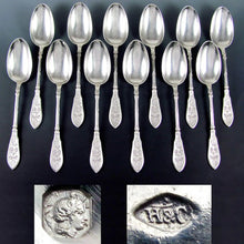 Load image into Gallery viewer, 24pc Ornate Antique French Sterling Silver HENIN & Cie Forks & Spoon Set, Flatware Service for 12