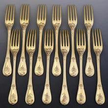 Load image into Gallery viewer, 36pc ODIOT French Sterling Silver 18k Gold Vermeil Armorial Flatware