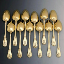 Load image into Gallery viewer, 36pc ODIOT French Sterling Silver 18k Gold Vermeil Armorial Flatware