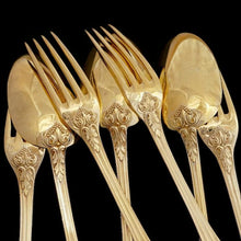 Load image into Gallery viewer, 36pc ODIOT French Sterling Silver 18k Gold Vermeil Armorial Flatware