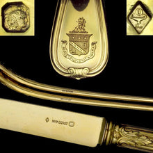 Load image into Gallery viewer, 36pc ODIOT French Sterling Silver 18k Gold Vermeil Armorial Flatware