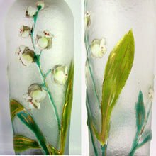 Load image into Gallery viewer, Art Nouveau French Sterling Silver Flask, Lily of Valley Enamel Cameo Glass