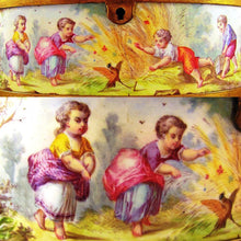 Load image into Gallery viewer, Antique French SIGNED Oliviere Paris Enamel & Bronze Jewelry Casket Box, Scenes of Children & Birds