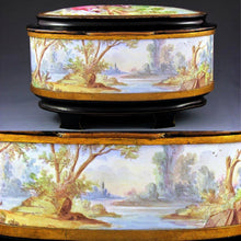 Load image into Gallery viewer, Antique French SIGNED Oliviere Paris Enamel & Bronze Jewelry Casket Box, Scenes of Children & Birds