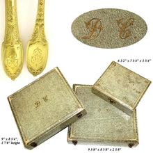 Load image into Gallery viewer, 48pc Antique French Sterling Silver Gilt Vermeil Flatware Service, Set for 12, Ornate Empire Motif