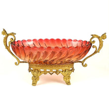 Load image into Gallery viewer, Antique Baccarat Centerpiece Bowl Rose Tiente Bambous Tors Bamboo Swirl
