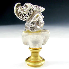 Load image into Gallery viewer, Antique French Silvered Bronze Figural Bust Wax Seal Desk Stamp, Greek Mythological, King of Sparta