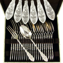 Load image into Gallery viewer, Antique French Sterling Silver HENIN & Cie Flatware Set, Lunch, Dinner, Grand Cru Pattern