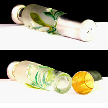 Load image into Gallery viewer, Art Nouveau French Sterling Silver Flask, Lily of Valley Enamel Cameo Glass