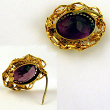 Load image into Gallery viewer, Antique 14k Gold Amethyst & Seed Pearl Brooch / Pin