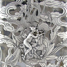 Load image into Gallery viewer, Antique Art Nouveau GORHAM Sterling Silver Overlay Flask, Figural Lady & Cherub