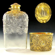 Load image into Gallery viewer, Antique Art Nouveau GORHAM Sterling Silver & Glass Flask,