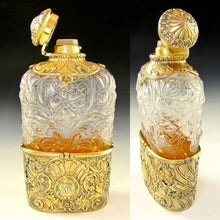 Load image into Gallery viewer, Antique Art Nouveau GORHAM Sterling Silver & Glass Flask,