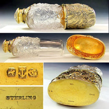 Load image into Gallery viewer, Antique Art Nouveau GORHAM Sterling Silver & Glass Flask,