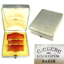Load image into Gallery viewer, Antique French 18K Gold 3 Piece Hair Comb Set in Original Presentation Box Retailed by CLERC