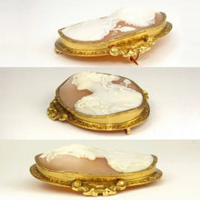 Load image into Gallery viewer, Antique French 18K Gold Hand Carved Shell Cameo Brooch, Eagle Hallmark
