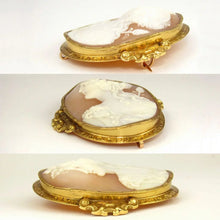 Load image into Gallery viewer, Antique French 18K Gold Hand Carved Shell Cameo Brooch, Eagle Hallmark