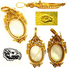 Load image into Gallery viewer, 18k yellow gold French eagle hallmark; antique brooch pendant with pearl back