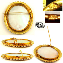 Load image into Gallery viewer, Antique French 18K Yellow Gold & Baroque Pearls Brooch, Enamel Miniature Portrait of Mother & Her Children